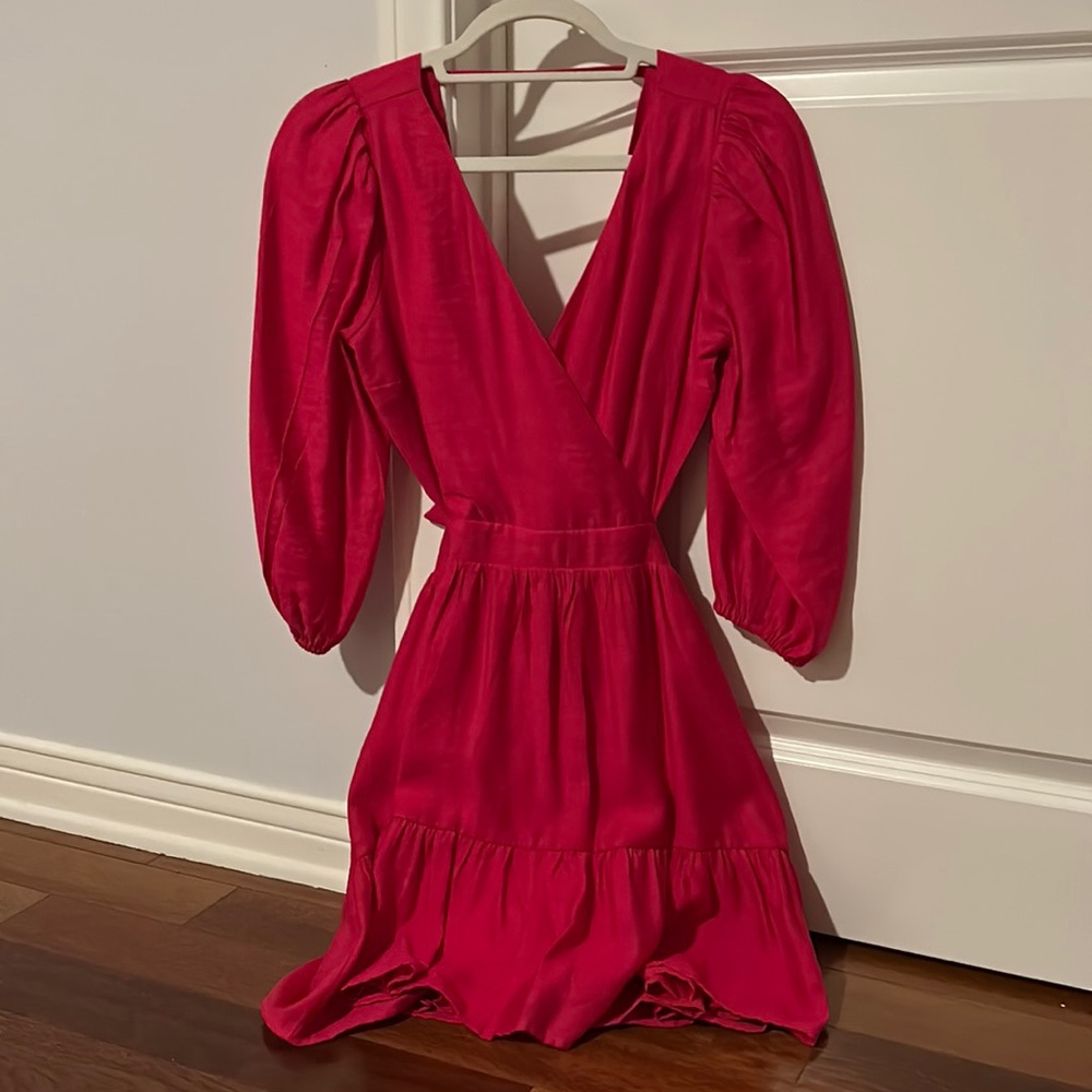 Long Sleeve Pink Criss Cross Open Back Mini Dress